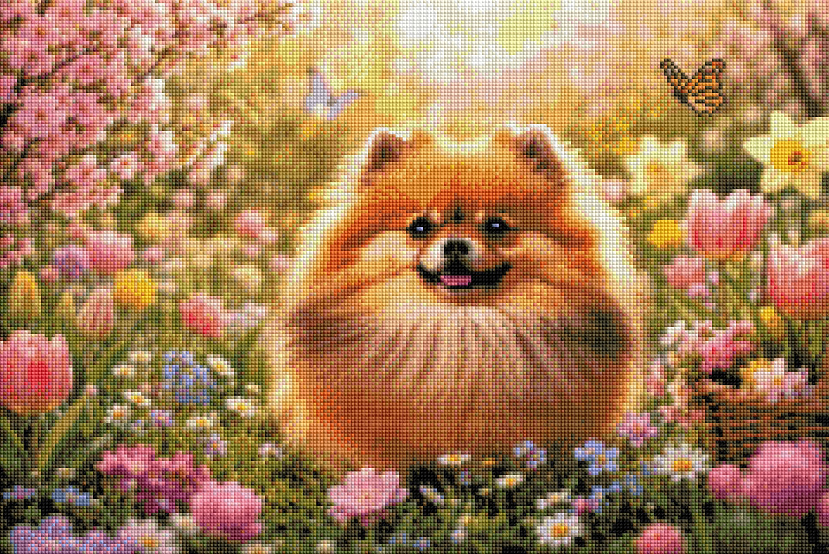 Diamond Painting Spitz nano nell'incanto dei fiori