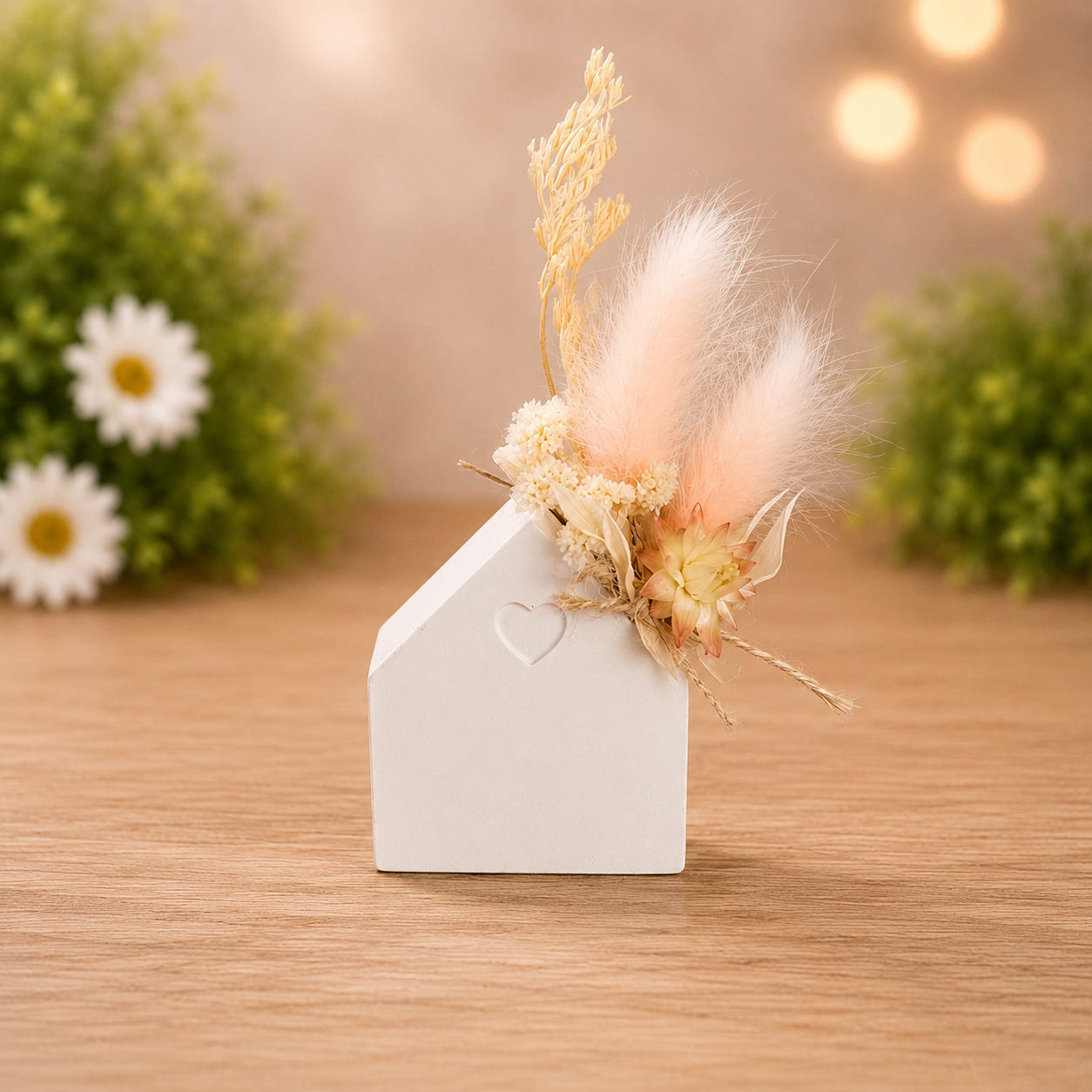 Deko-Häuschen mit Trockenblumen