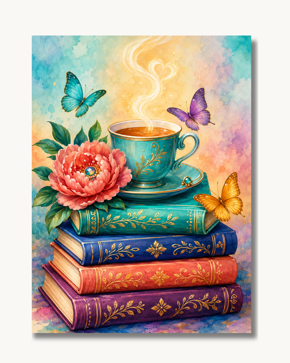 Diamond Painting Bücherzauber mit Teetasse und Rose – NK-017