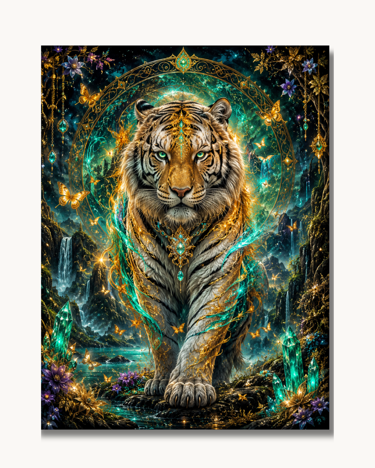 Diamond Painting Tiger in Türkis & Gold