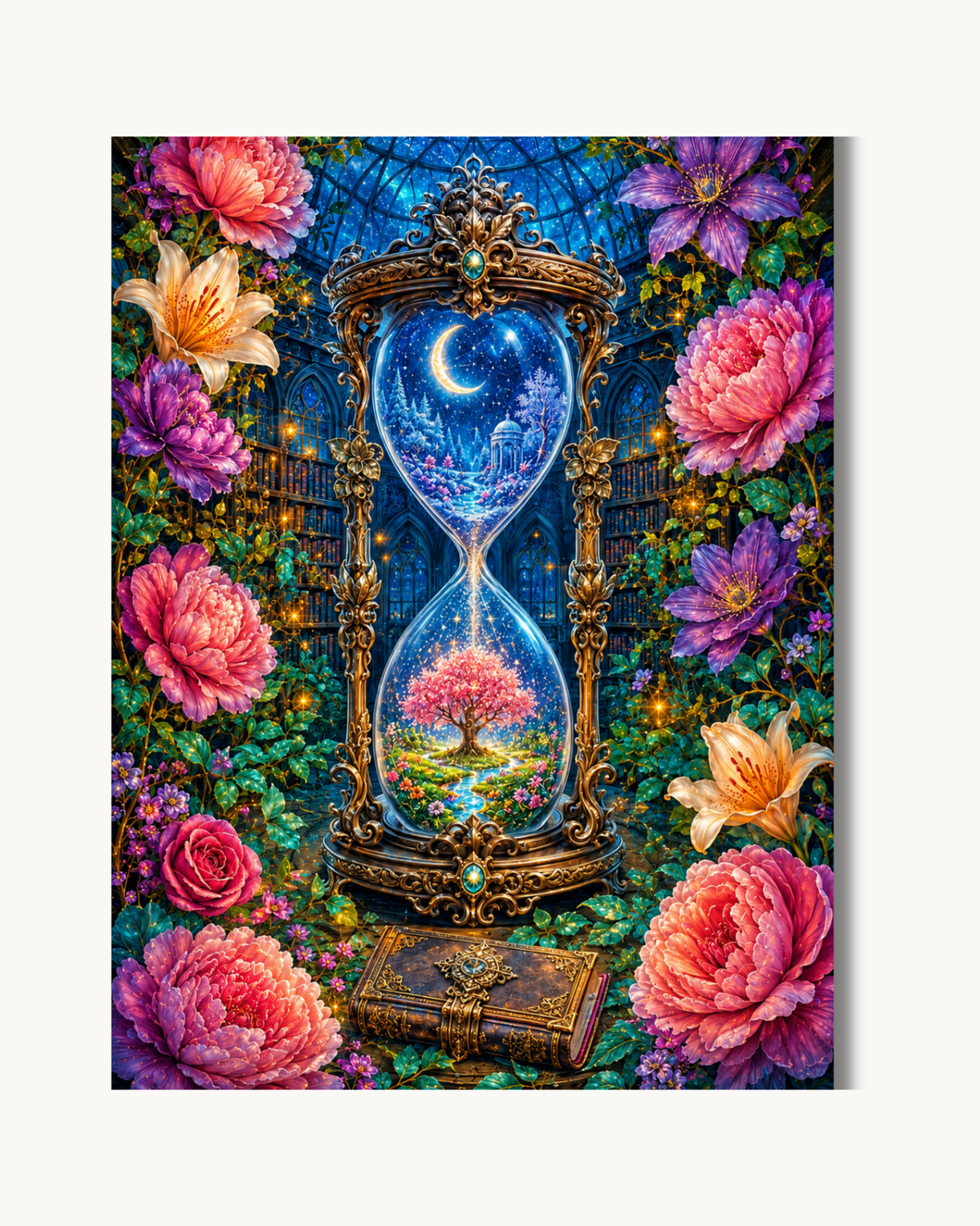 Diamond Painting Die Sanduhr der ewigen Blüte