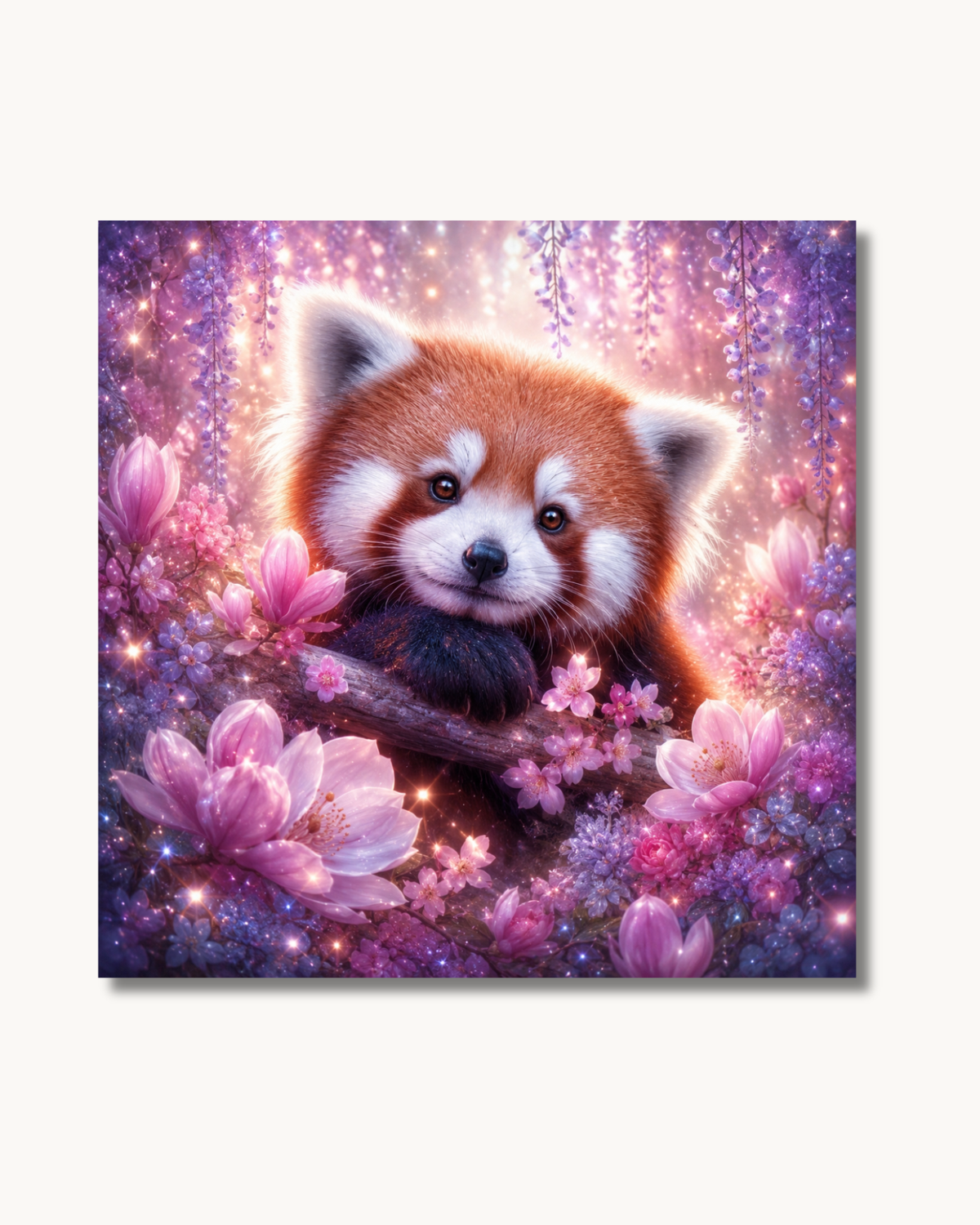 Diamond Painting Panda rosso sognante nel mare di fiori