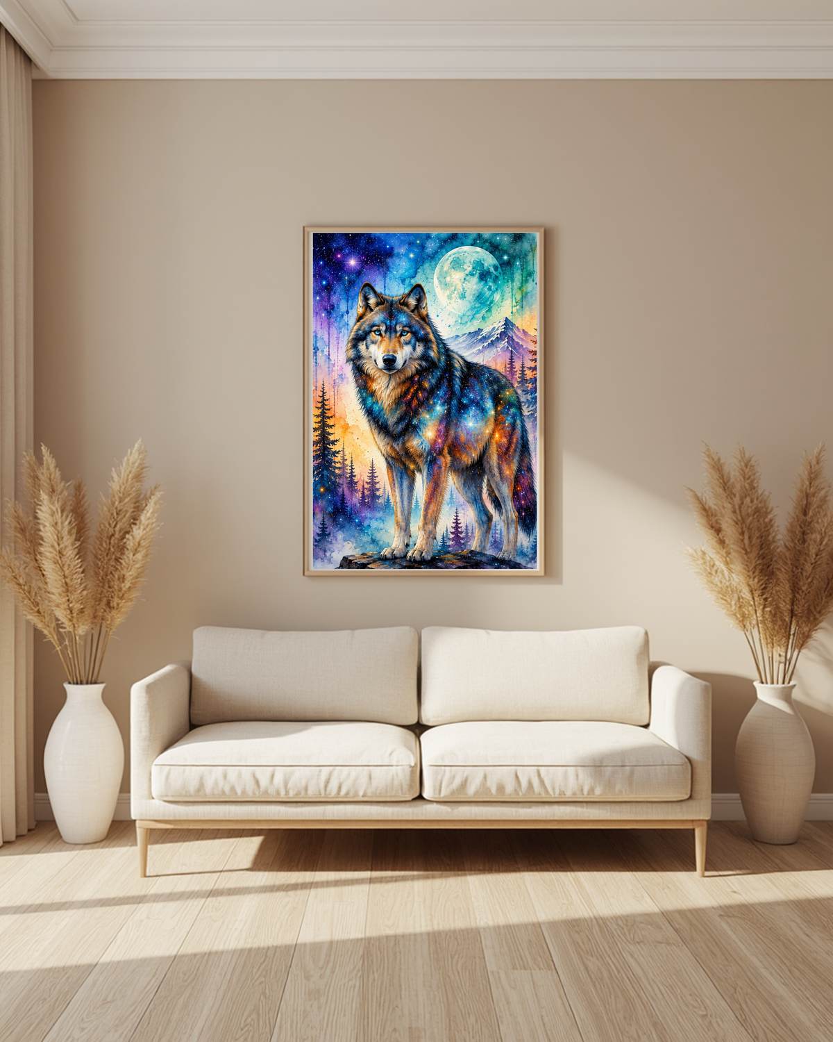 Diamond Painting Lupo cosmico al chiaro di luna