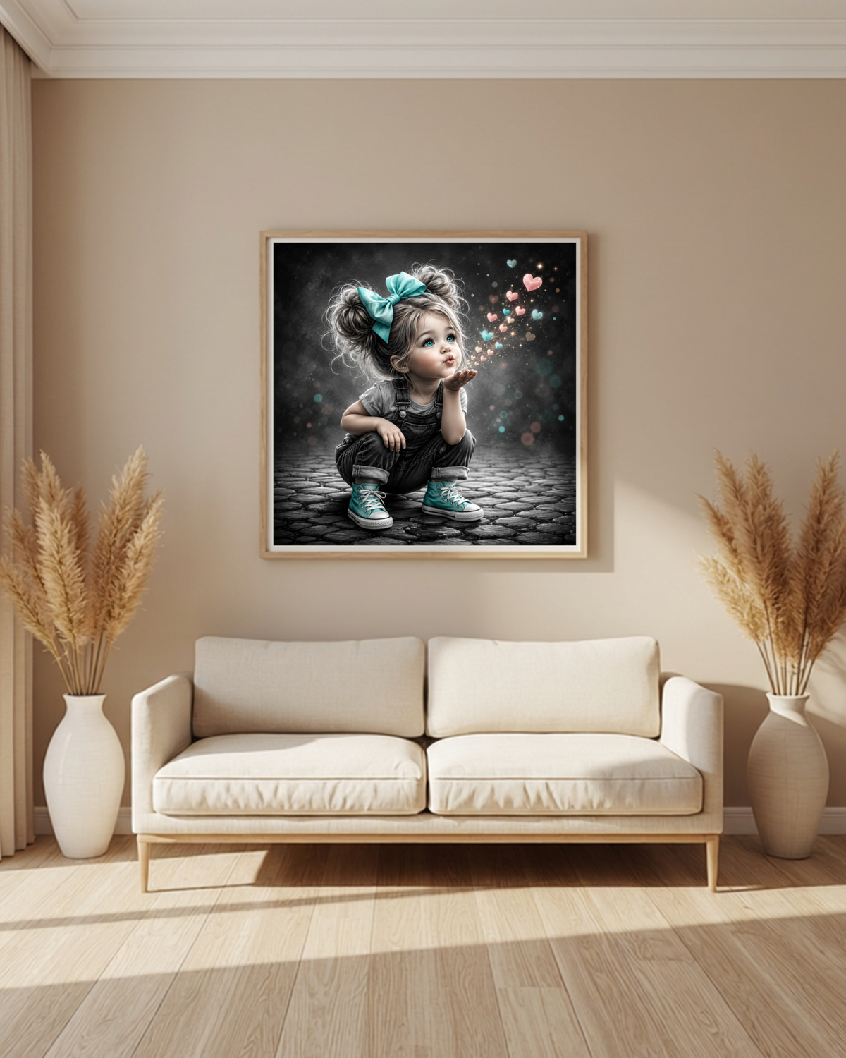 Diamond Painting Ragazza con cuori luminosi