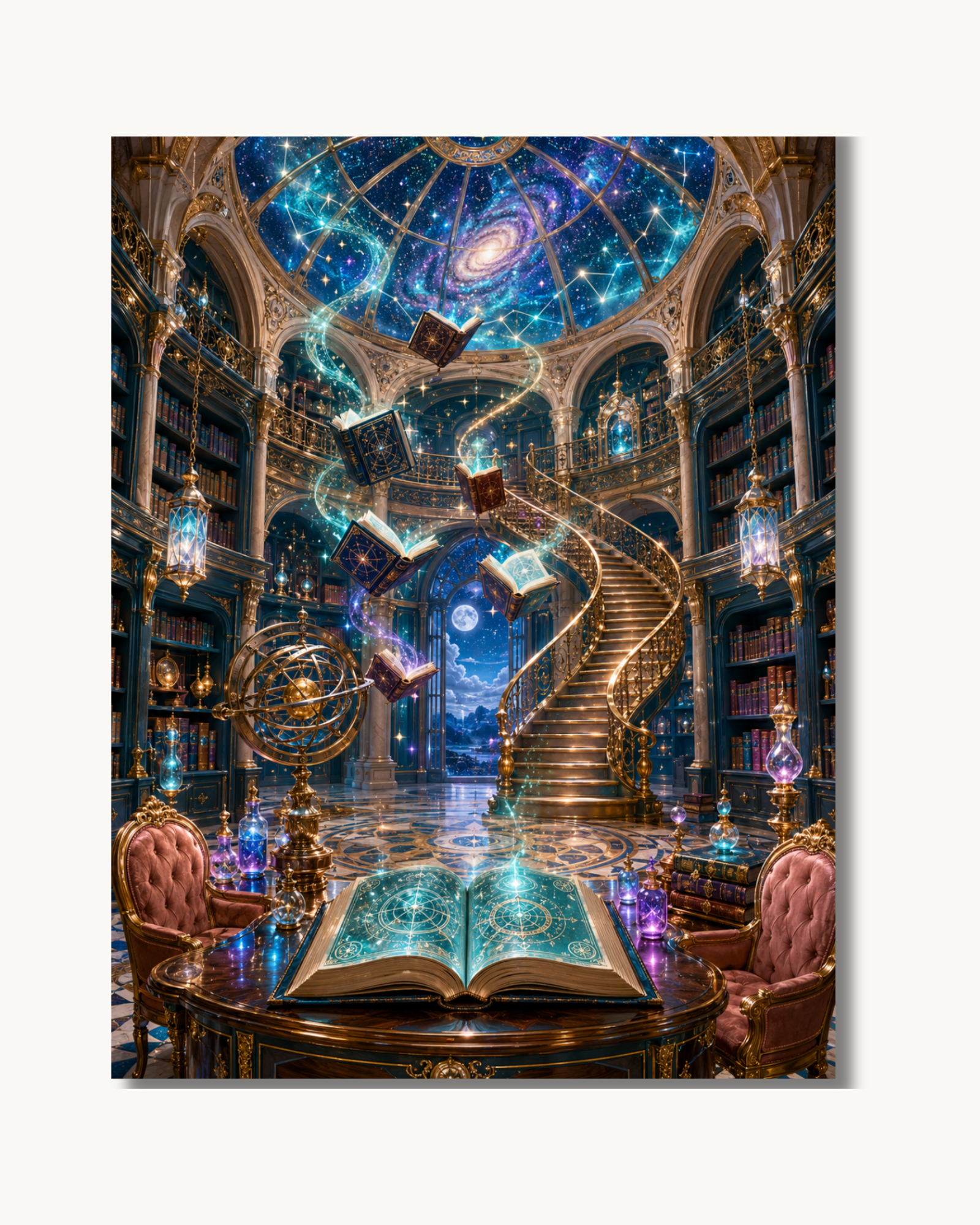 Diamond Memories Diamond Painting Bibliothek der Sternenmagie Mosaikbausatz mit funkelnden Diamanten und detailliertem Sternenbild.