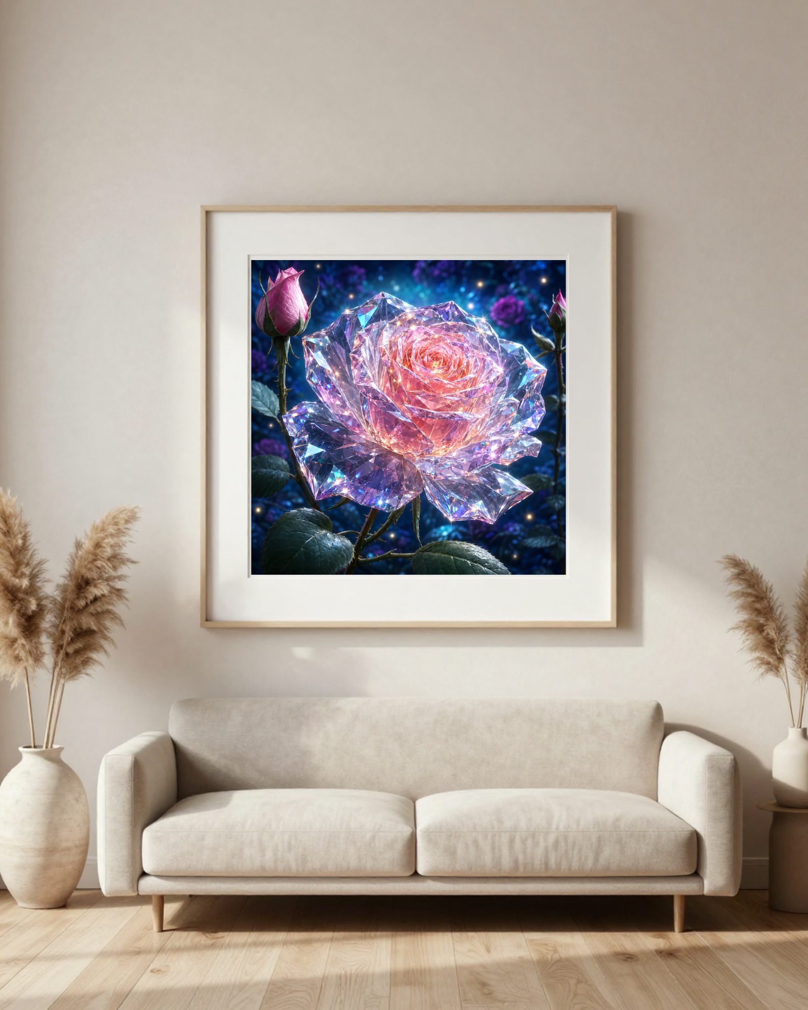Diamond Painting Kristallrose im Mondlicht