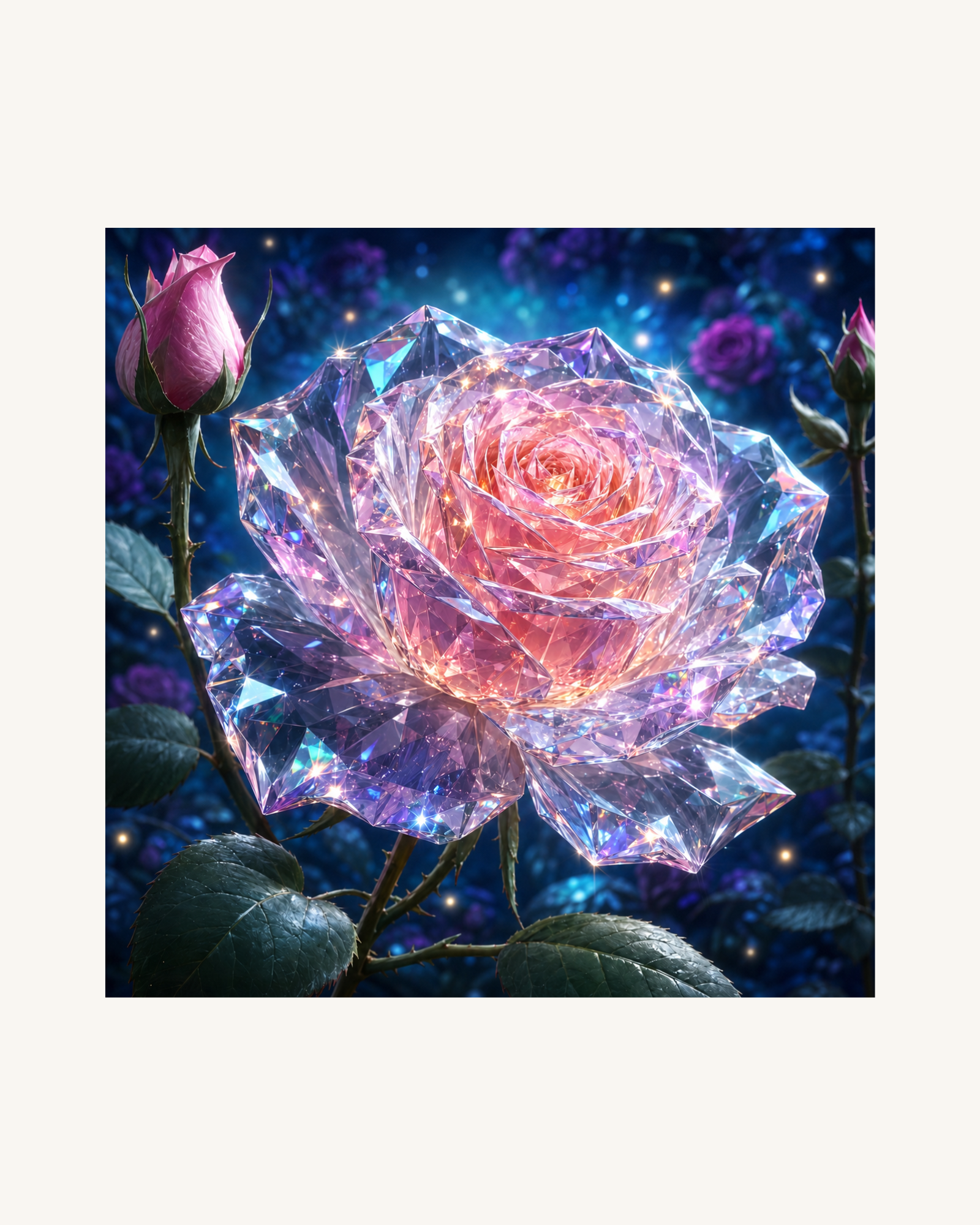 Diamond Painting Kristallrose im Mondlicht