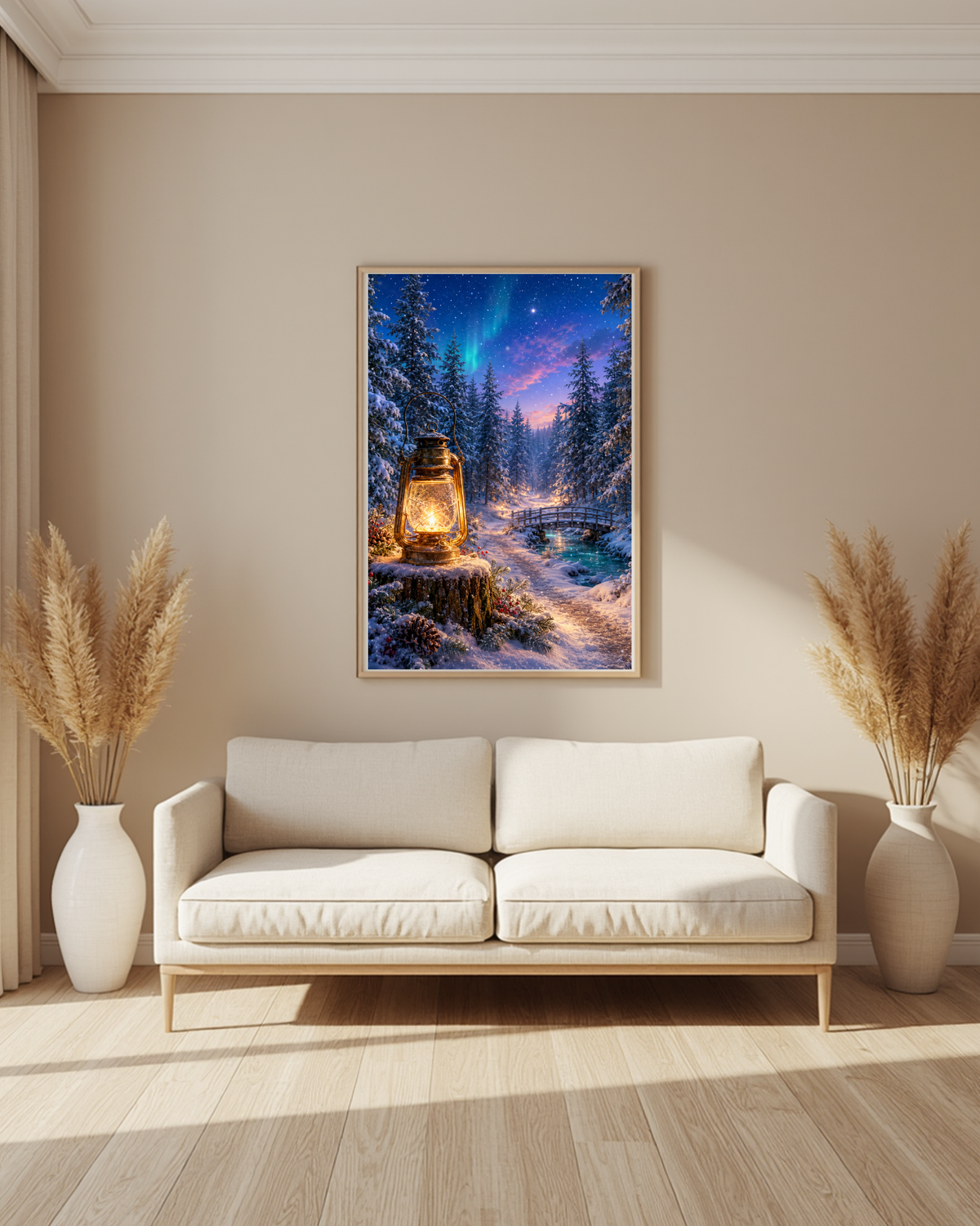 Diamond Painting Laternenzauber im verschneiten Winterwald