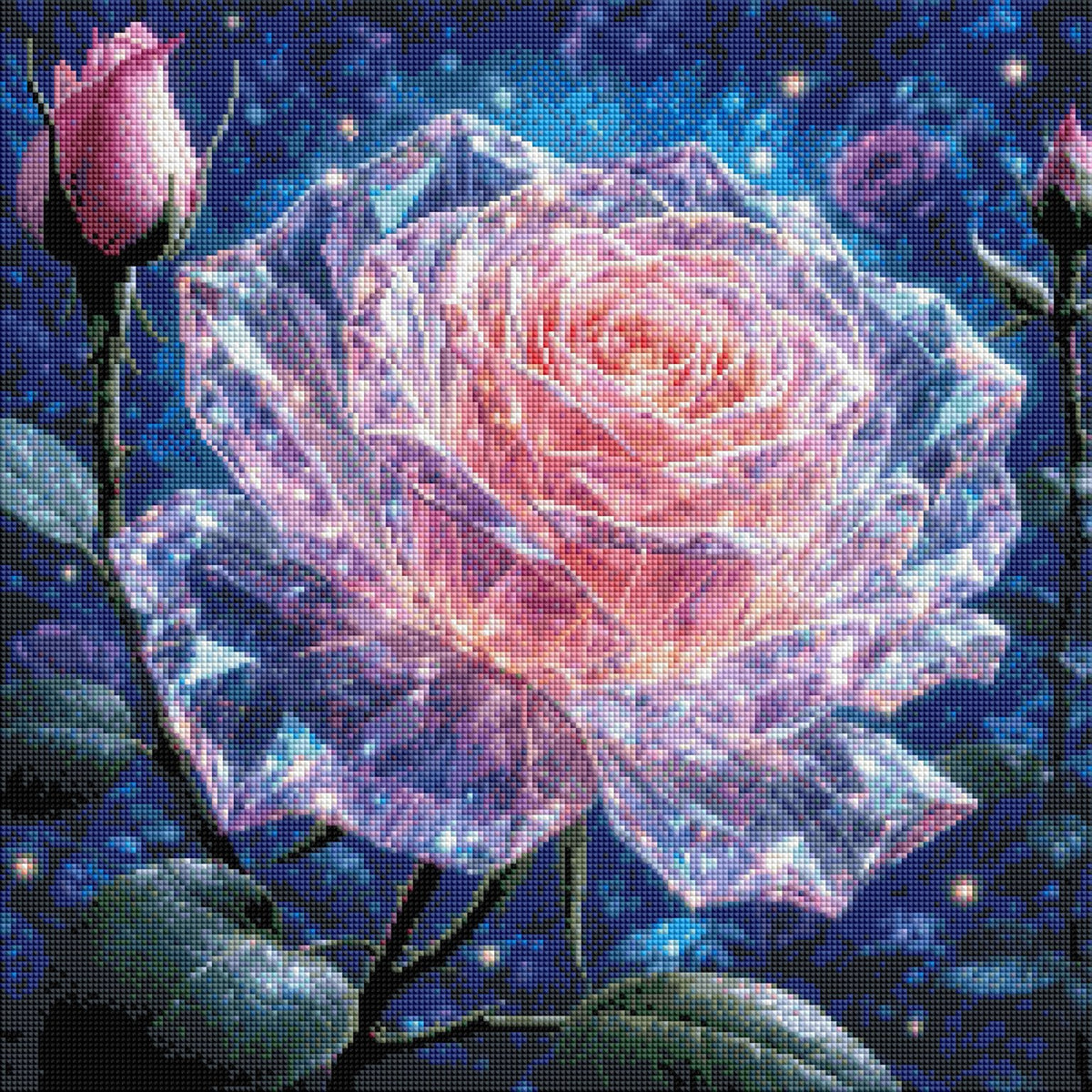 Diamond Painting Rosa di cristallo al chiaro di luna – Rendering della resa delle diamantine