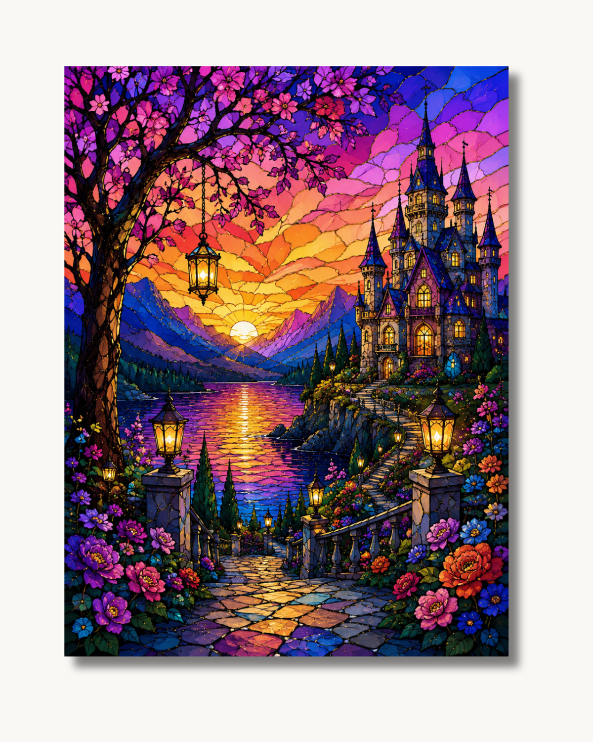 Diamond Painting Schloss der leuchtenden Farben