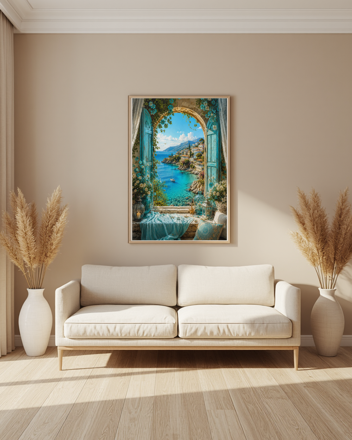 Diamond Painting Finestra costiera turchese